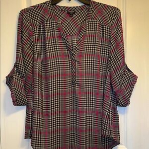 Torrid Multicolored Relaxed Blouse with Mandarin Collar